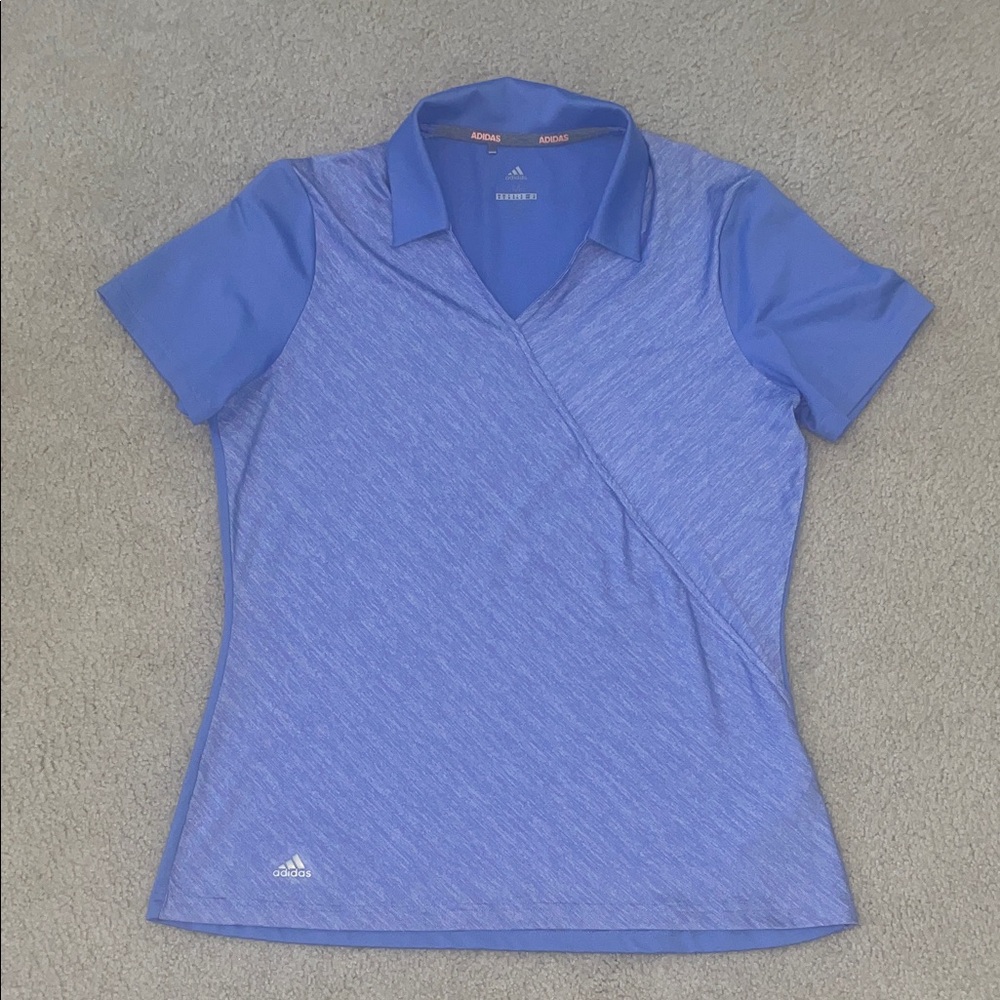 adidas Women's Heathered Periwinkle Short Sleeve Polo